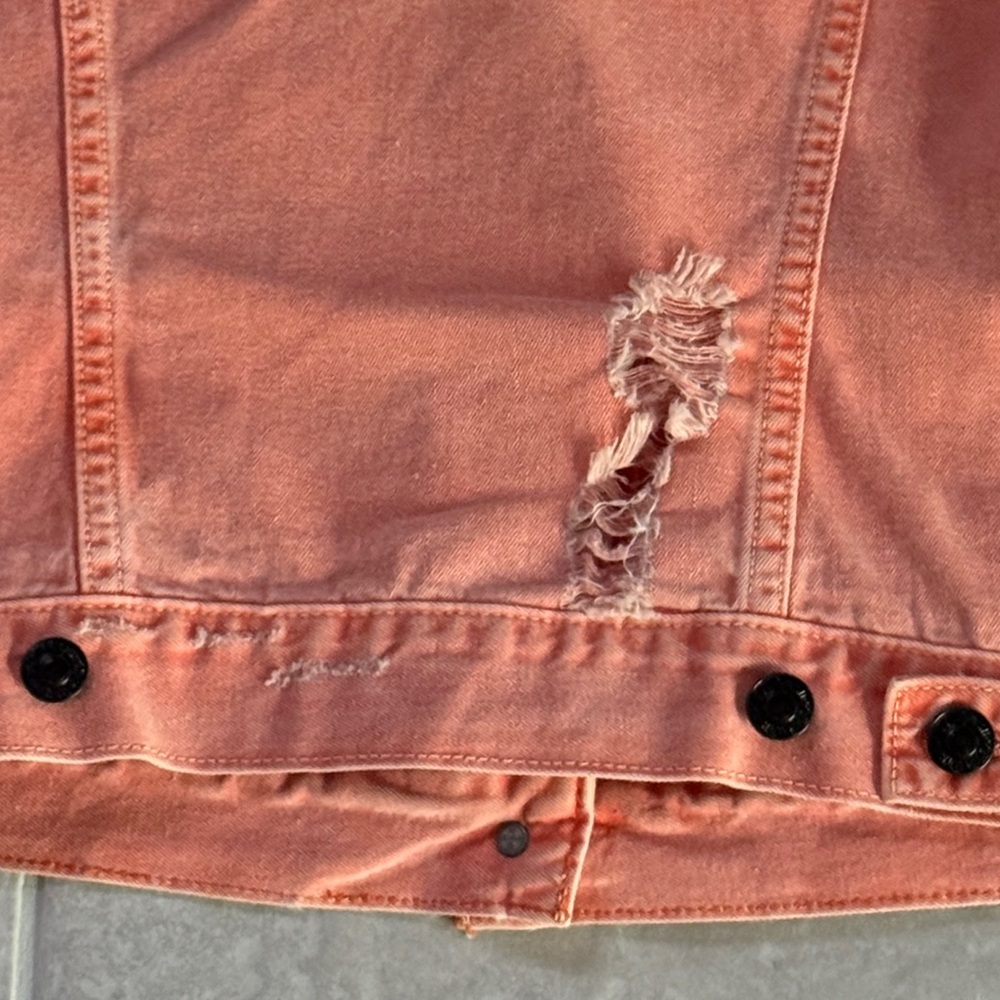 NWOT - RALPH LAUREN DISTRESSED JEAN VEST (CORAL) - SIZE: SMALL - Picture 5 of 11